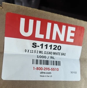 Uline 9 X 12.5 2MIL Clear/white Bags bags - Picture 1 of 3