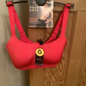 marks and spencer goodmove medium impact sports bra bright red 34B - Picture 1 of 12