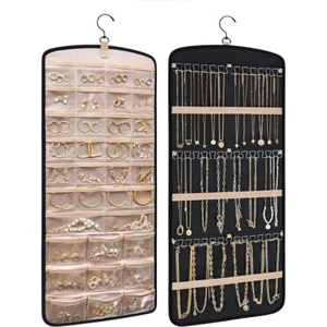 Hanging Jewelry Organizer on Closet, Wall, Door, 32.66*14.25 inches, Black Pack - Picture 1 of 5