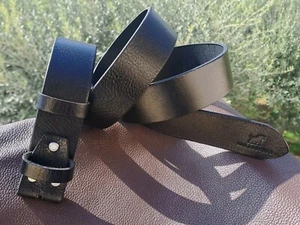 CINTURA IN CUOIO NERA SENZA FIBBIA DA ASSEMBLARE LARGHEZZA 4 CM ARTIGIANALE - Foto 1 di 3