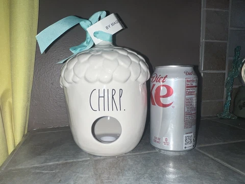 Unused RAE DUNN By Magenta " CHIRP  " Ceramic BIRDHOUSE with Tag Cover