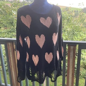 WILDFOX oversized Pulli Strick-Pullover Sweatshirt Herz Gr. M - Bild 1 von 7