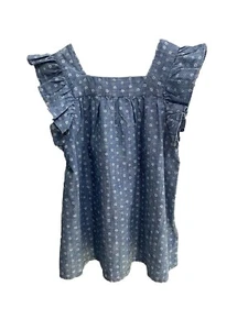 Crewcuts Denim Dress Girls Size 3 Pullover Blue Floral Stripe A Line - Picture 1 of 4