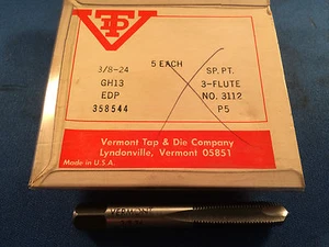 New Vermont 3/8"-24NF GH13 HSS Spiral Point Plug Taps - Picture 1 of 2