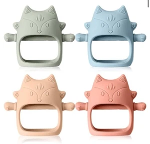 4pk Animal Silicone Baby Teether Teething Toys 0-12 Months Infants Food Grade - Picture 1 of 5