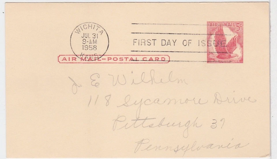 TurtlesTradingPost- Airmail Postcard Rate 1958 #UXC2 -  FDC - Image 1 of 1