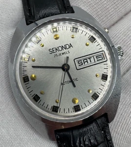 Vintage USSR Soviet Era Men's Watch SEKONDA Slava Automatic Date White Dial - Picture 1 of 13