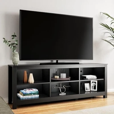 Soporte de TV negro para televisores de hasta 70 pulgadas, centro de entretenimiento para 65+ pulgadas Foto 1 de 4