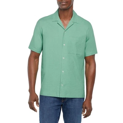 Camisa de lino con botones verde manga corta Gap para hombre - bolsillo en el pecho - talla: XL Foto 1 de 4