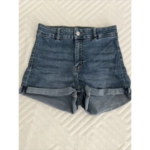 H & M Divided Women's 4 Denim Jean High Rise Cuffed Shorts - Picture 1 of 8