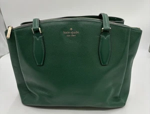 Kate Spade New York Monet Large Pebbled Leather 3 Compartment Tote Bag Emerald - Picture 1 of 19