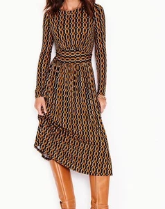 Vestido Jersey Boden Cadena Ocre Manga Larga Talla Uk 8/S - Nuevo - Imagen 1 de 9