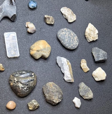 Kristalle, Elemente, Edelsteine, Mineralien - Kleine Sammlung 19 Steine Ca. 700g - Bild 1 von 3