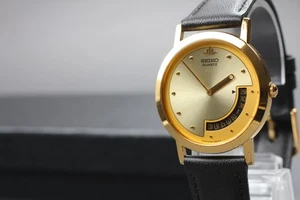 Vintage 1990 Rare Exc+5 Seiko Galaxy 5Y39-7220 Date Indicator Gold Qz Mens Watch - Picture 1 of 10