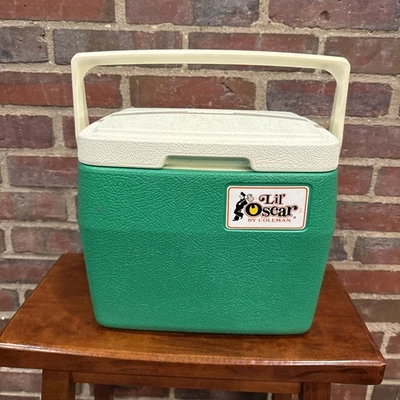Coleman Lil’ Oscar 冷却器 Kelly 绿色手柄美国制造 — 第 1/4 张图片