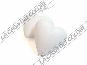 OGGETTO IN POLISTIROLO - CUORE - 7xH7,5cm SPESSORE 3,5cm - 2 PEZZI - Picture 1 of 1