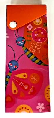 Пластиковая ручка карандаш чехол коробка слайдер оранжевый весело дизайн линзовидный школьные принадлежности - Изображение 1 из 4