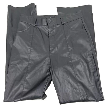 ZARA Women's XL Faux Leather Pants Ankle Zip High Waisted Black Leggings - Image 1 of 4