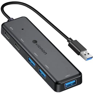 USB Hub 5-in-1 Splitter USB-C Power Ports Data Dock for MacBook PC Laptop - Picture 1 of 9
