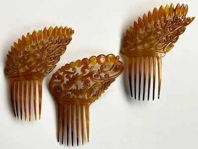 Antique Faux Tortoiseshell Combs - Image 1 of 4