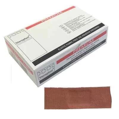 1 Box of Steroplast Premium 7.5cmx2.5cm Fabric Ultra Heavy Duty Large Plasters