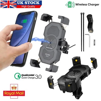 New* Motorcycle Phone Holder Charger 15W Fast Wireless Charging Motorbike Mount - Image 1 of 4