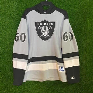 Starter Men's L NFL Las Vegas Raiders Vintage Style Hockey Jersey Fleece Hoodie - Picture 1 of 7