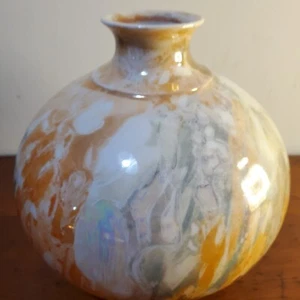 Vintage T & V Limoges Frankreich Porzellan handbemalt rund Kugel orange Vase 6,5 LESEN - Bild 1 von 24