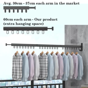 Wall Mounted Clothes Drying Rack Foldable Clothesline Expandable 24 hooks - Picture 1 of 9