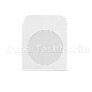 2000 White Paper CD DVD R Disc Sleeve Envelope with Window & Flap Economy Weight - Afbeelding 1 van 1