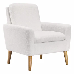 Sherpa Accent Chair White Teddy Fabric Upholstered Comfortable Arm Chair Sofa US - Picture 1 of 12