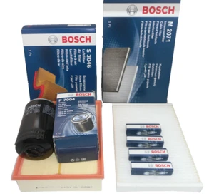 Audi A4 1.8 Turbo Service Kit Oil Air Cabin Filter Spark Plugs 00 to 08 BOSCH - Picture 1 of 5