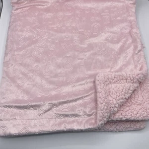 SL Home Fashions Pink ABC Baby Blanket Embossed Sherpa Alphabet Letters 30x40 - Picture 1 of 5