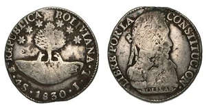BOLIVIA 4 Soles PTS JL 1830 - Argento Silver - Picture 1 of 1