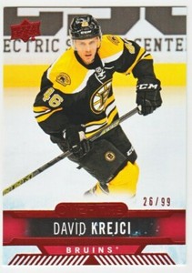 2017-18 UD OVERTIME HOCKEY DAVID KREJCI 26/99 RED PARALLEL #11 Upper Deck Bruins