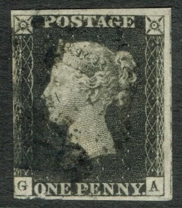 1840 1d Black Pl 8 GA Light Black MX Fine Used Cat. £525.00 - Picture 1 of 1
