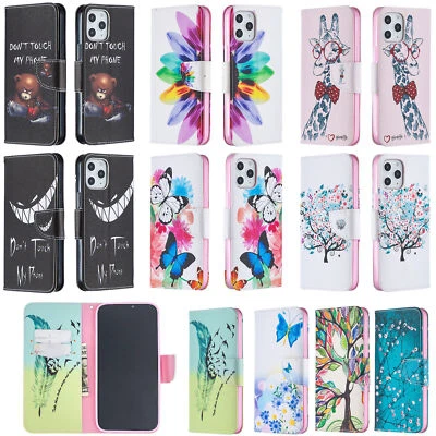 Flip Magnetic Painted Wallet Phone Case for iPhone 15 14 13 12 11 Pro Max XR 7 8 - Image 1 of 4