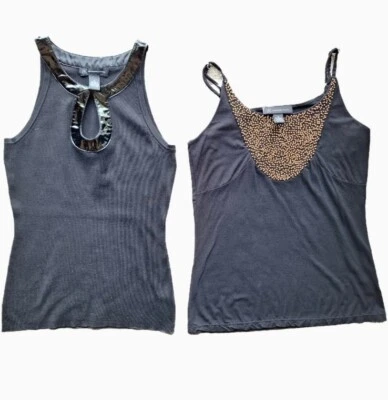 LOTE DE 2 - Camisetas sin mangas Inc negras talla S y M mezcla de seda y rayón con cuentas Foto 1 de 4