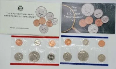 E1  1989 P D US Mint Set 10 coins PHILADELPHIA DENVER Uncirculated - Image 1 of 2