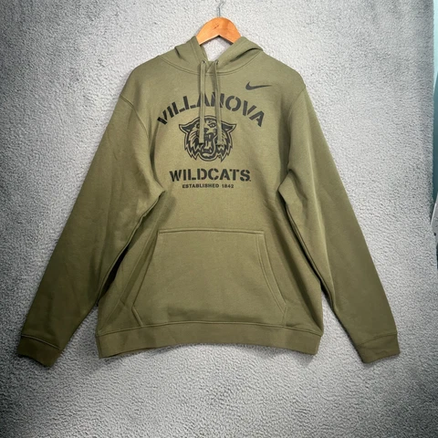 Nike Mens Villanova Wildcats Hoodie Pullover Olive Green Size XL Fleece Lined Cover