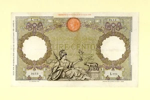 ITALIA ITALY 100 LIRE LIRE CENTO BANCA D'ITALIA 21 NOVEMBRE 1942 P-60 VF++ RARE - Picture 1 of 2