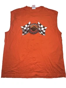 Harley Davidson Sleeveless Men’s Shirt 2004 Orange Joliet IL Size XL Conrad's - Picture 1 of 8