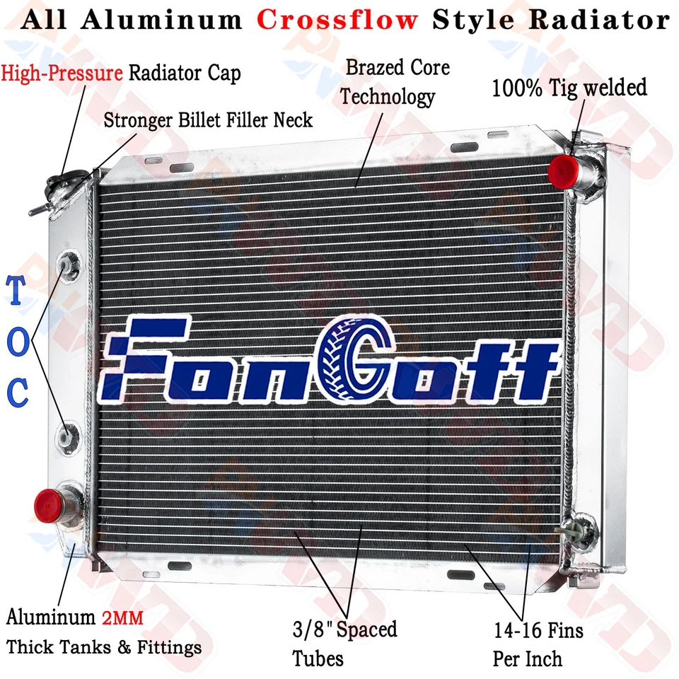 Radiador de aluminio de 3 filas para Ford Mustang GT LX Mercury Cougar 1979-1993 5,0 L Foto 1 de 4
