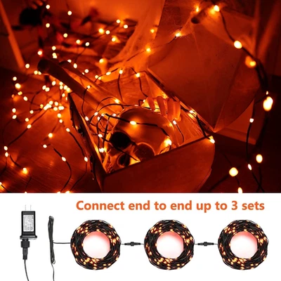 Halloween Lights Outdoor, 72Ft 200 LED Orange String Lights Indoor Connectable,