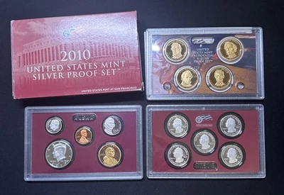2010-S SILVER U.S. PROOF SET W/BOX & COA 14 Coin Set 90% Silver - Image 1 of 4