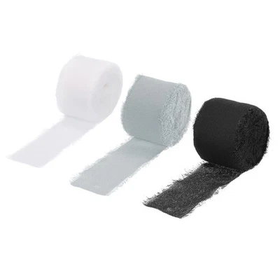 3 rollos de cinta de gasa 1-1/2" 7 yardas negro/blanco/gris claro Foto 1 de 4