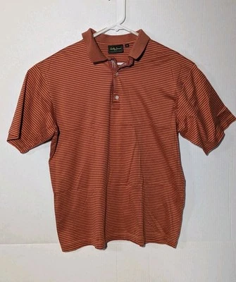 Bobby Jones Golf shirt size M Orange Stripped Made In Italy Men's cotton VTG - Image 1 of 4