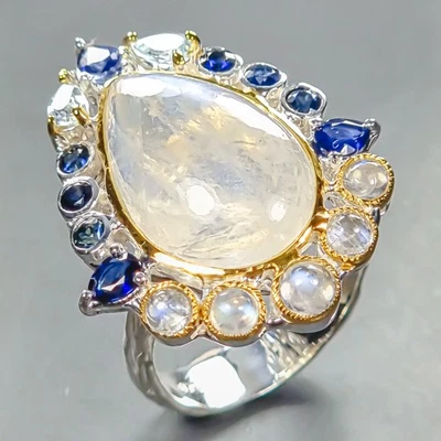 Кольцо с драгоценным камнем 14 карат с натуральным лунным камнем серебро 925 пробы размер 8/R446667 - Изображение 1 из 4