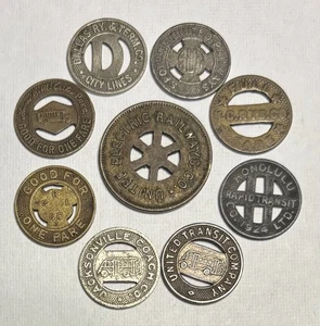 Fichas de ferrocarril y autobús de 1920 - Nueva Jersey - Dallas - Jacksonville - Honolulu - Spokane - Imagen 1 de 19