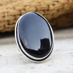 Black Onyx Gemstone 925 Sterling Silver Memorial Day Ring All Size